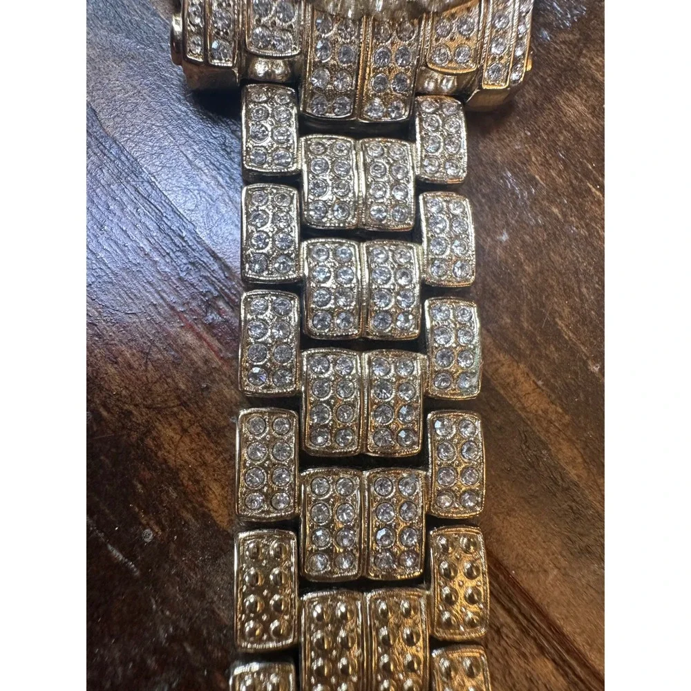Techno Pave 7341 Iced Out Coin Dial Eagle Quartz Watch Mens Bling Gold Tone‎